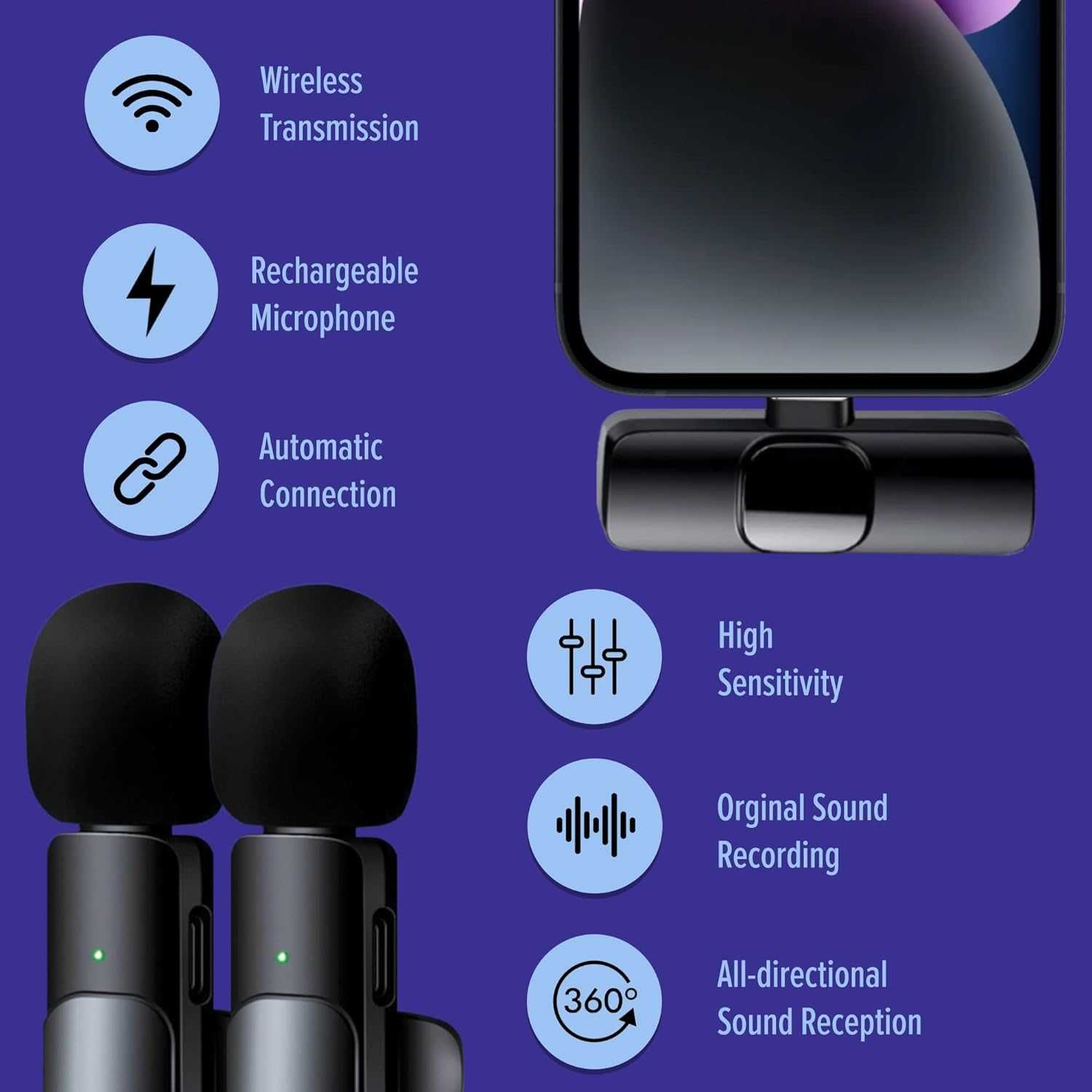 Wireless Microfon Lavalier Type C / Iphone Android
