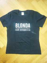 Tricou dama negru cu scris/ text amuzant "Blonda sub acoperire" L