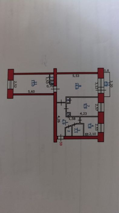 Трехкомнатная в 3 мик-не