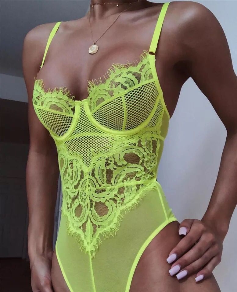 Body Top Maiou Dantela Verde Neon Cupe Sarma stil Zara Fashion Nova