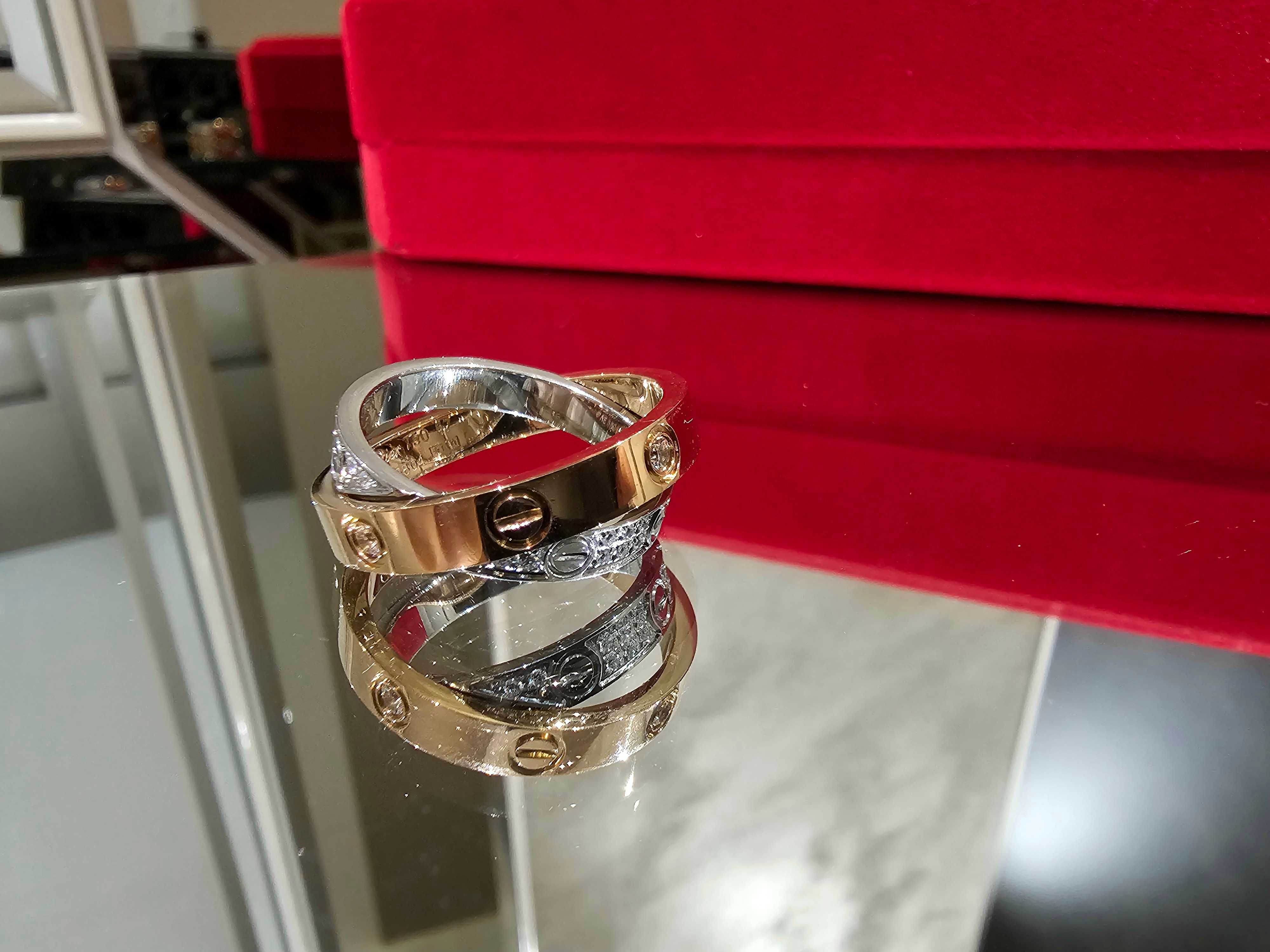CARTIER Love Rose and White Gold Diamond Paved Пръстен