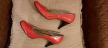 Craciun - pantofi de ocazie cu toc, piele lacuita rosie, 39