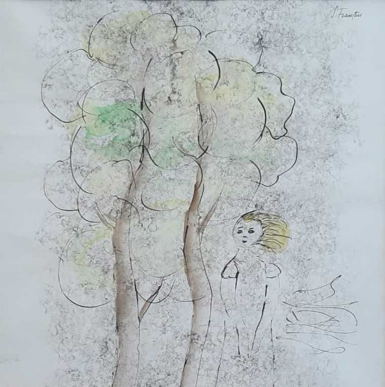 Frenţiu Sever Alexandru, Acuarelă pe carton, Semnat, Dim. 52 x 52 cm