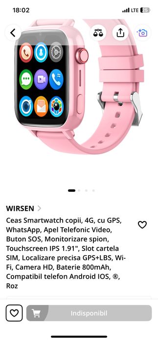 Smartwatch copii cu GPS si cartela