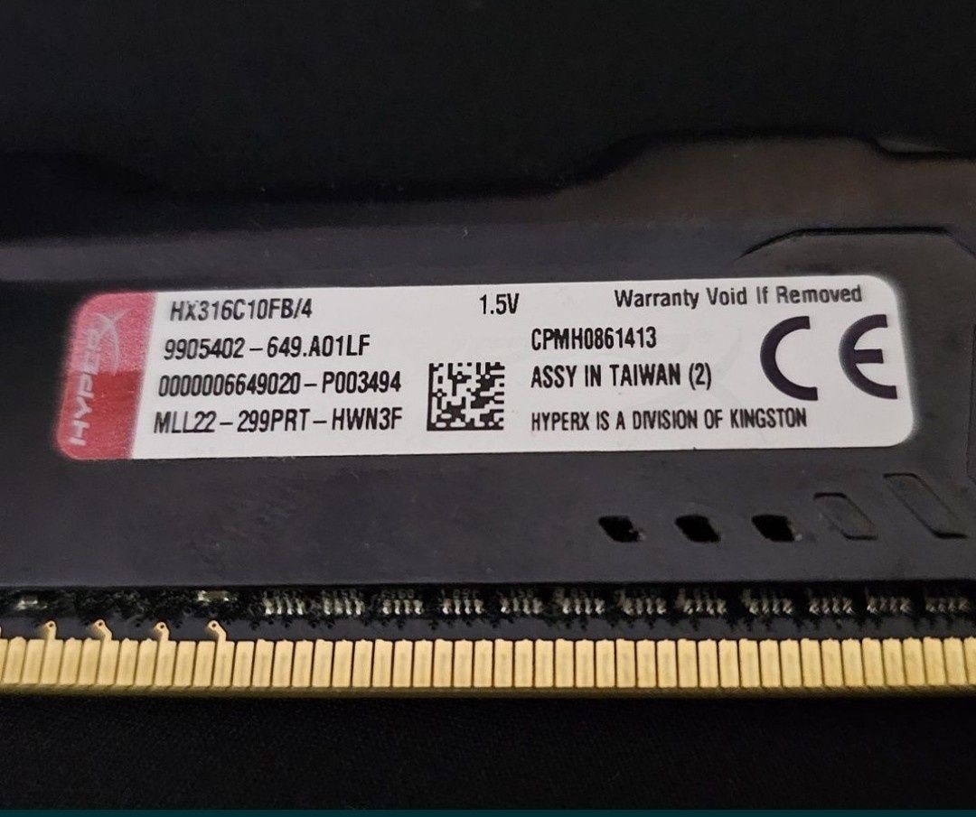 16GB RAM DDR3 1600MHz CL10 1.5V Black Hyper X Fury