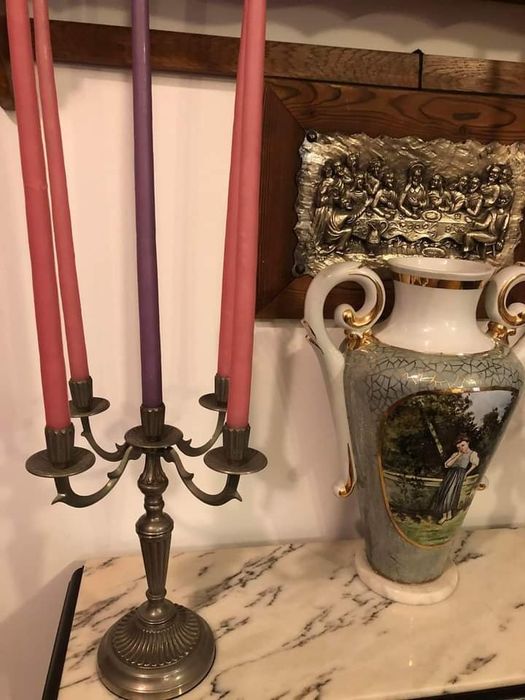 2 sfesnice vintage cu lumânări  atasate