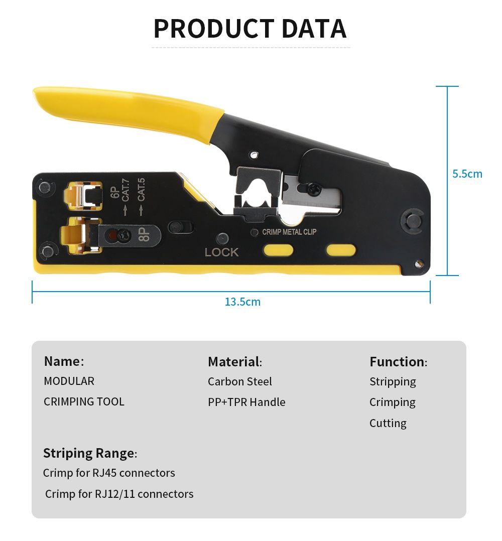 Обжимной инструмент Кримпер CAT5 CAT6 CAT7 RJ45, Objimnik LAN