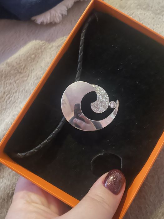 Lantisor din piela natutala si otel inoxidabil