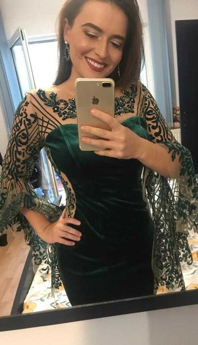 Rochie catifea verde smarald