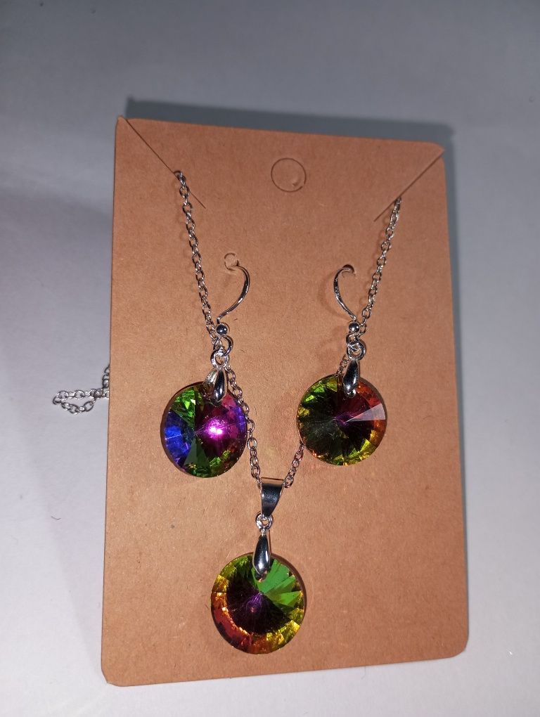 Set cercei și colier argint 925 și cristale