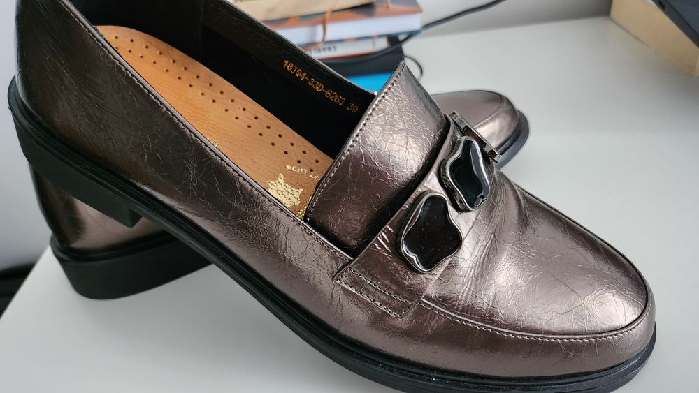 Mocasini EPICA de piele,maro lacuit