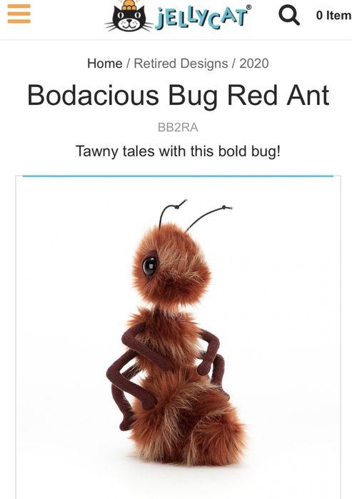 Играчка мравка - Jellycat Red Ant 25 см