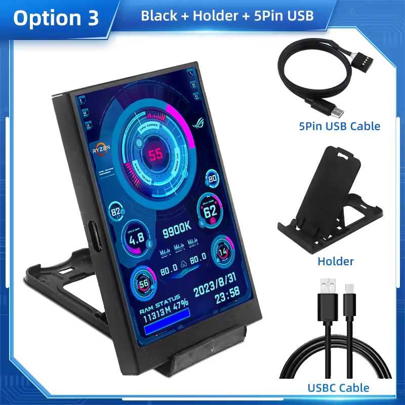 Мини Дисплей 3.5" IPS за Gaming PC Мониторинг на Темп. и Др.