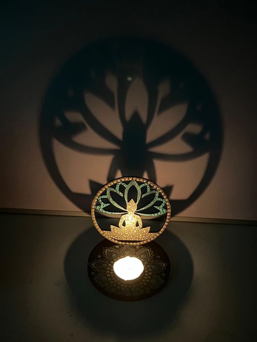 Suport lumânare - lemn pictat manual -