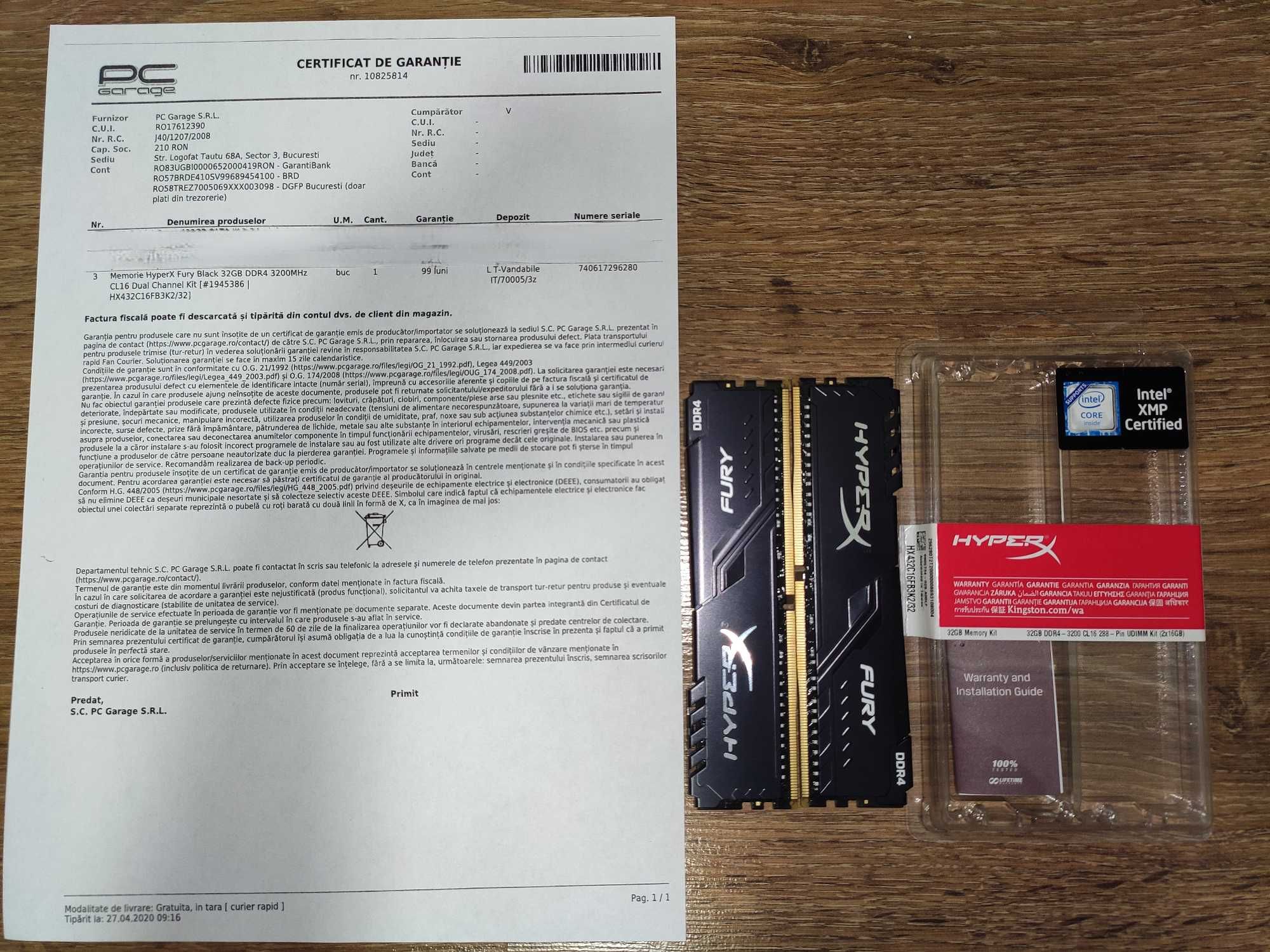 32GB DDR4 3200MHz CL16 HyperX Fury