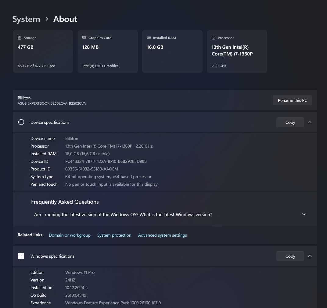 Лаптоп ASUS 15.6", i7-1360P, 16GB RAM, 512GB SSD