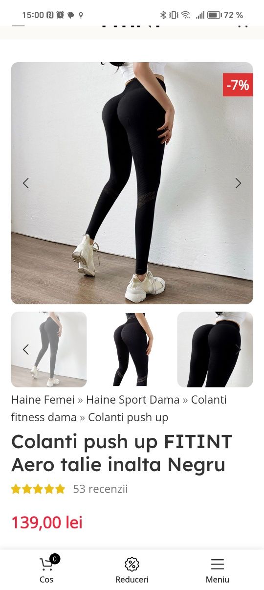 Colanți negri fit în push Up mărime L