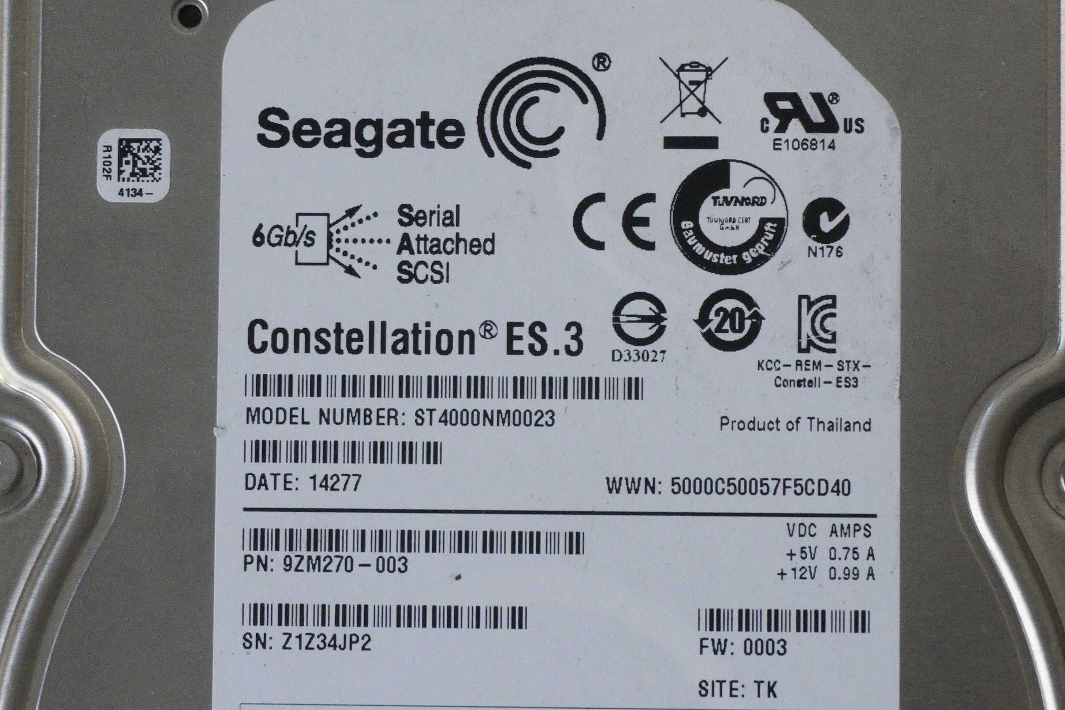 3.5" 4TB SAS HDD Seagate ST4000NM0033 Constellation ES.3 (вкл ДДС)
