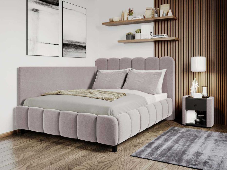 Pat Tapitat colt Bari Roz Velluto 14 somiera rabatabila si lada