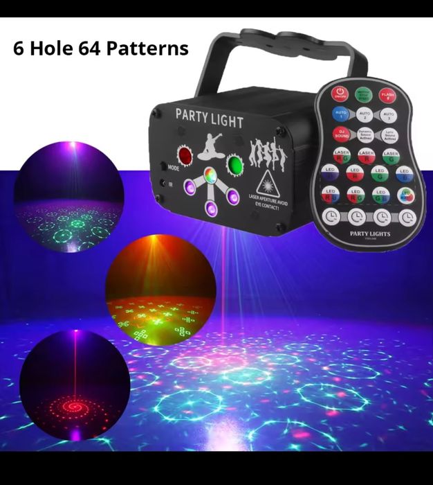 DJ Disco Laser за партита с вградена презареждаща се акумулаторна бате