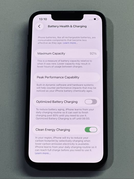 iPhone 13 mini Green 92% battery