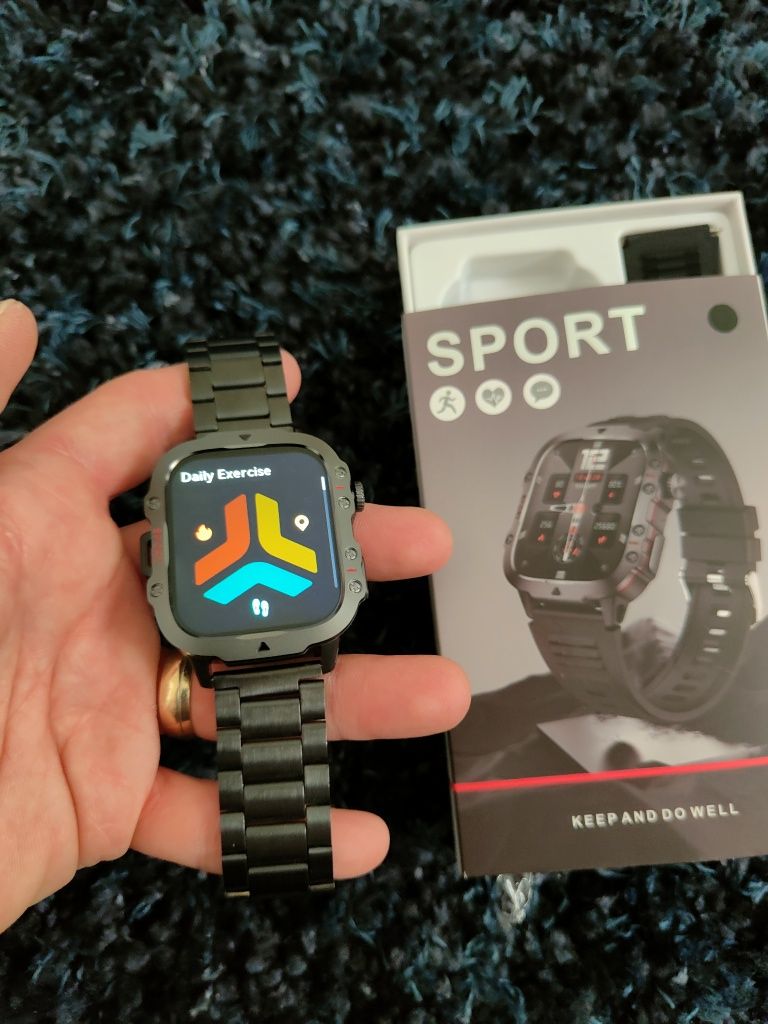 Ceas Smartwatch Sport EKG Puls Oxigen Apeluri Bt , Curea Metal+Silicon