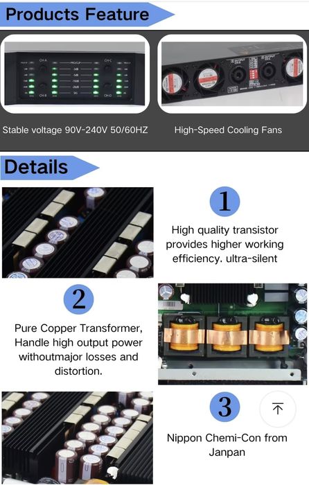 Amplificator Profesional 4 x 3000 W, Bridge 2 X 6000 W 4 ohm