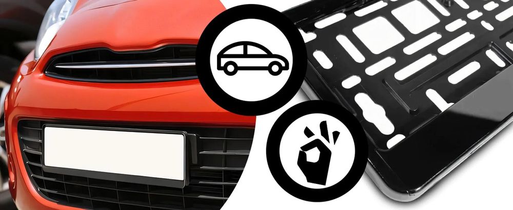 рамка за регистрационен номер широка лайсна 1 брой - черна amio ...