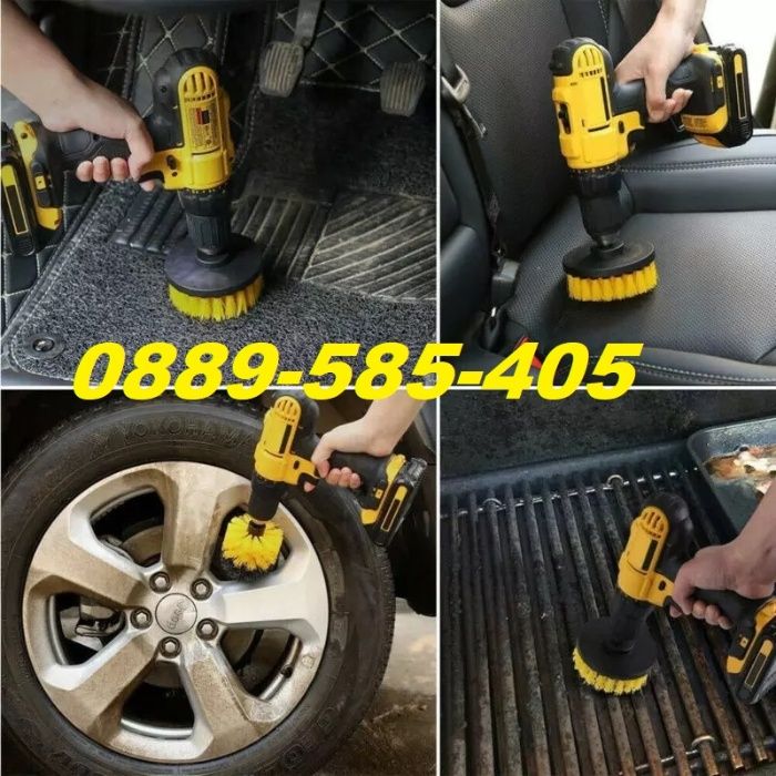 ПРОМО 3бр Почистващи четки за винтоверт и бормашина на фуги баня гуми