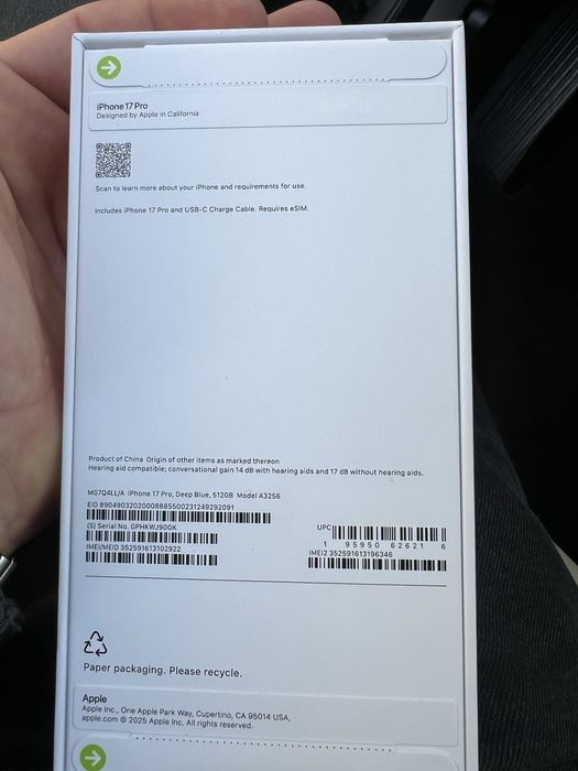 Iphone 17 pro deep blue 512 gb sigilat din SUA neverlocked