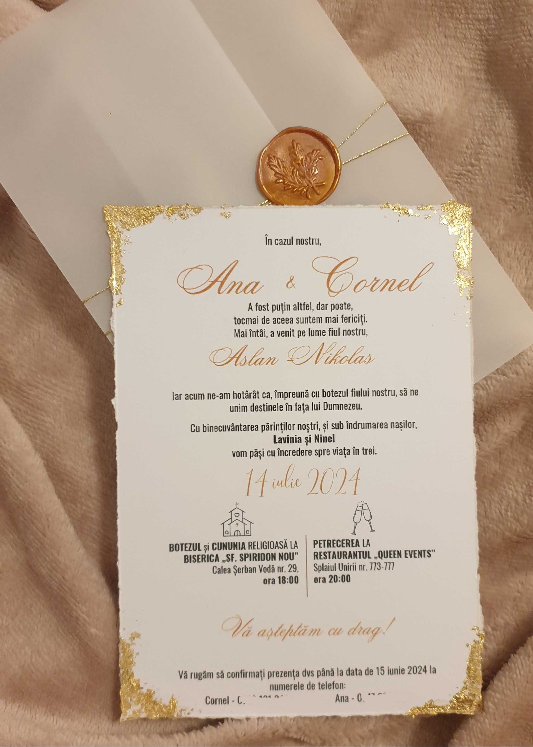 Invitatii nunta, botez, plicuri dar personalizate, meniuri, flyere