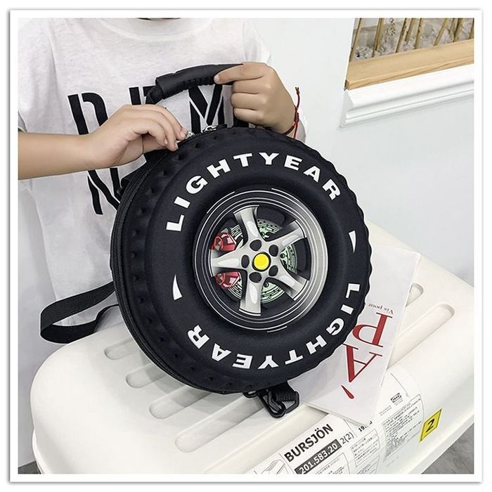 Детский рюкзак в форме колеса твердый корпус вместительный