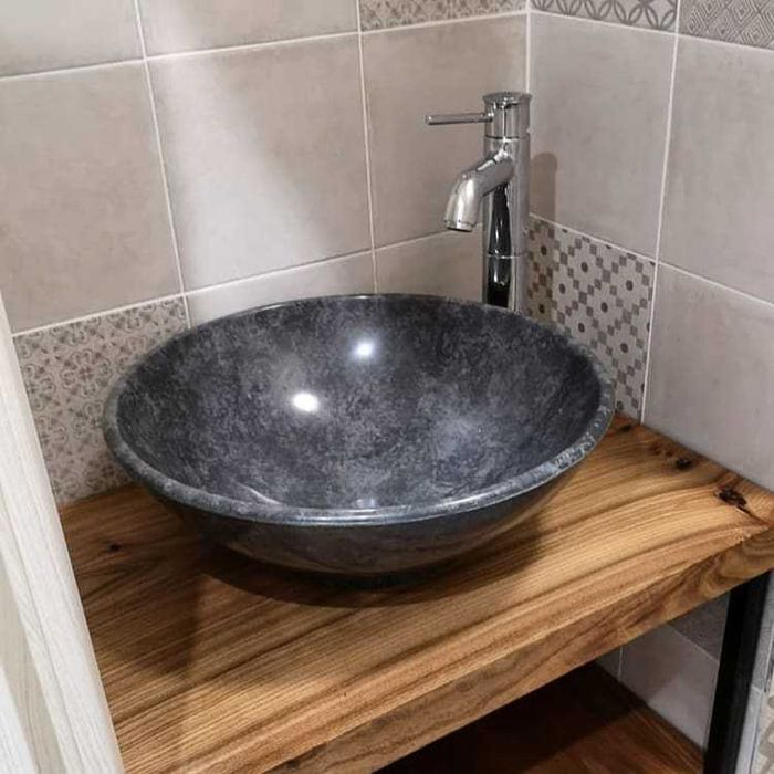 Круглые каменные раковины HS-410. Искусственный мрамор в Алматы