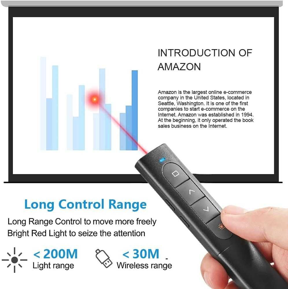 НОВ! Безжичен презентатор, PowerPoint с червен лазерен показалец