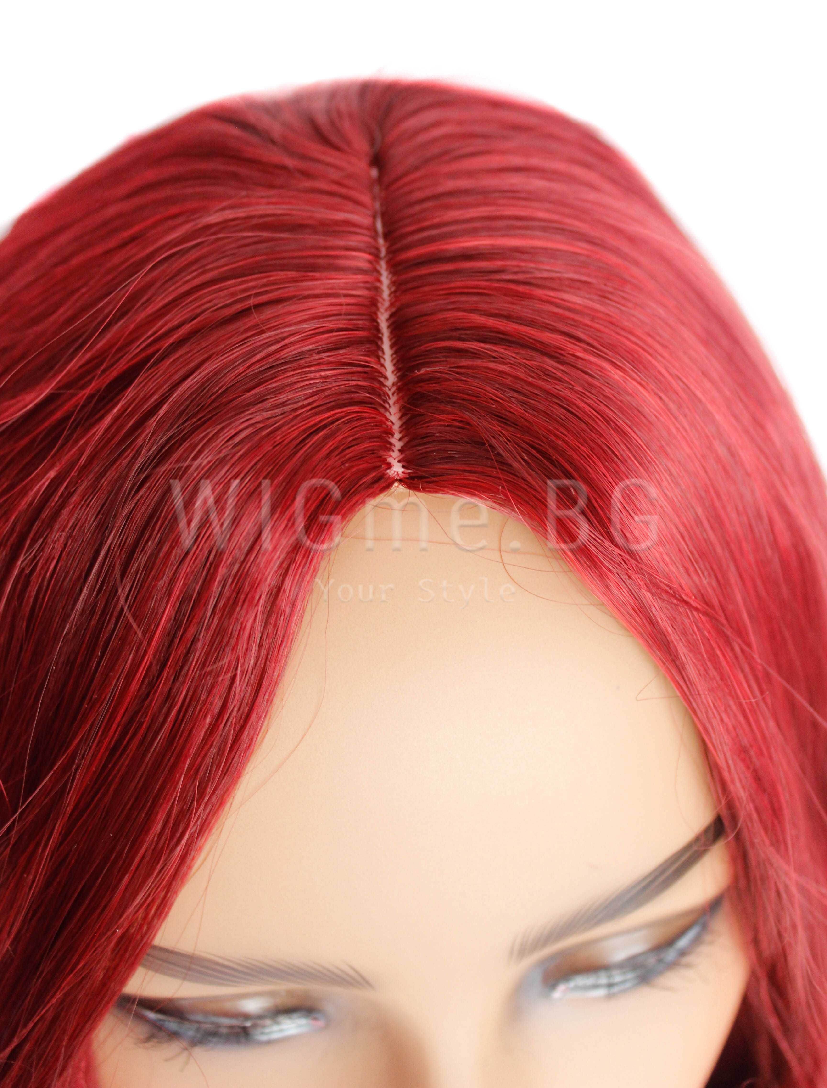 НОВА дълга къдрава светло червена перука Мишел- ОТЛИЧНО КАЧЕСТВО!