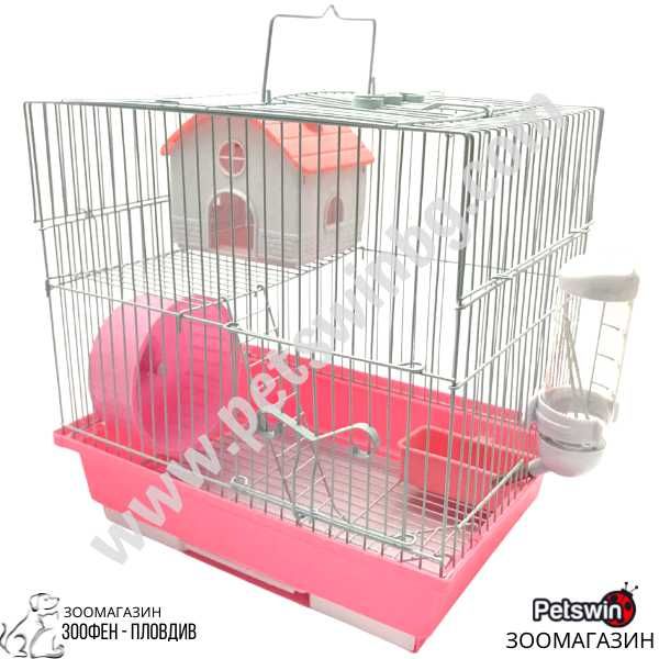 Клетка за Хамстер - 29.5см/22см/30см - с Аксесоари - Розова Разцветка