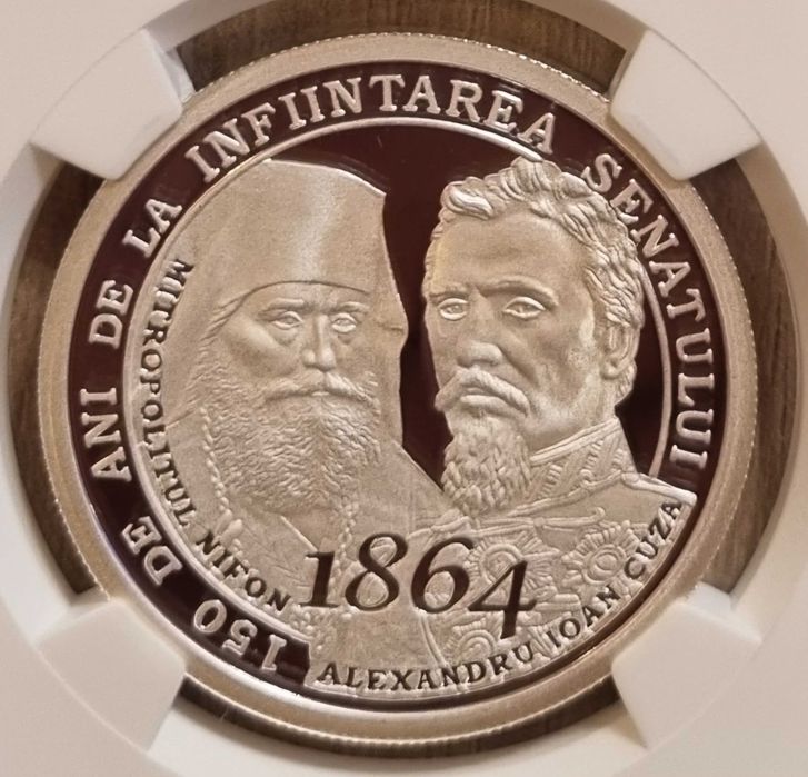 Moneda BNR 10 lei argint Senatul Romaniei gradata NGC PF 69 UC