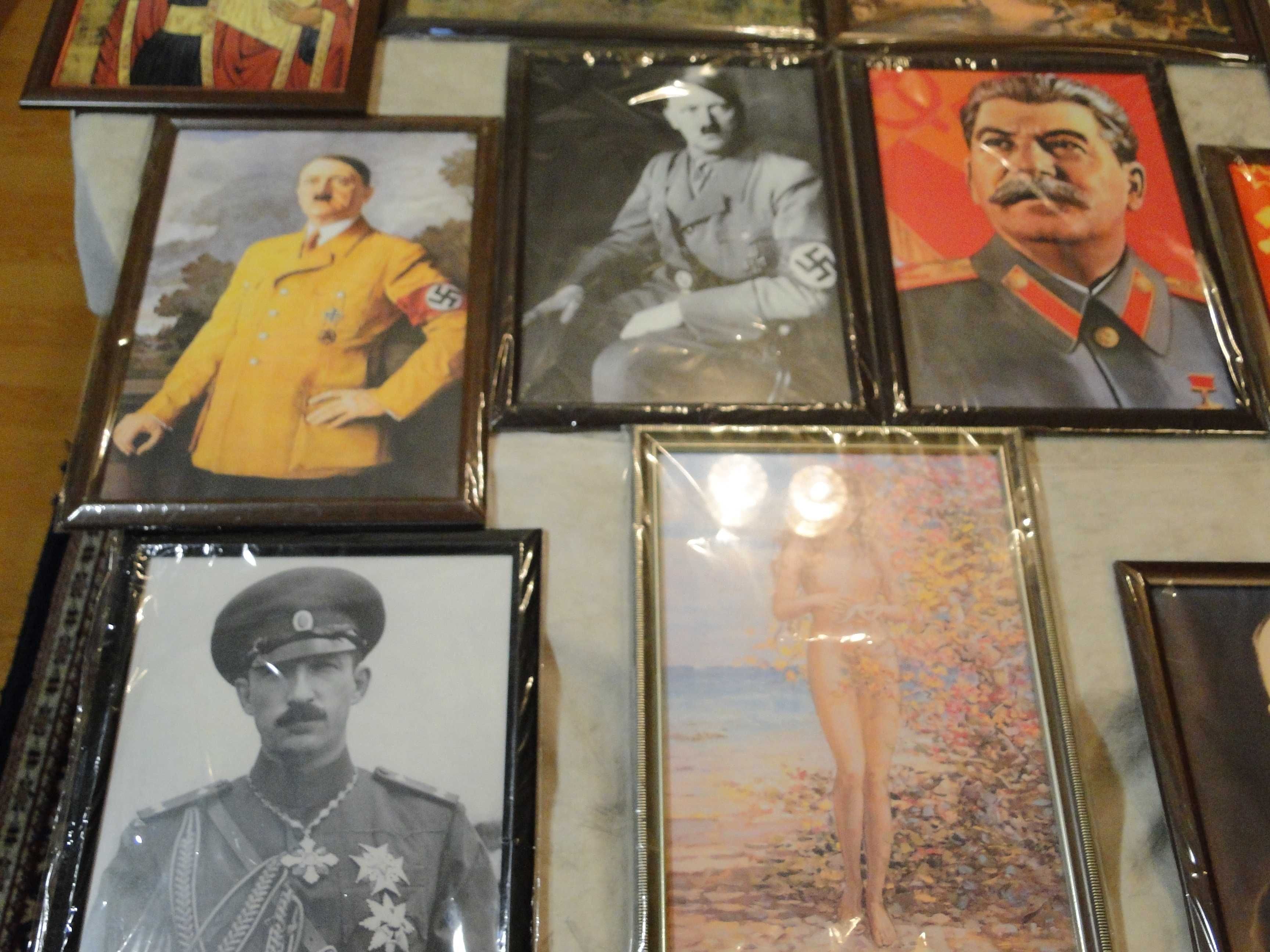Портрети на Раковски, Левски, Цар Симеон, Ботев, Сталин, Цар Борис III