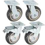 Set 4 roti pivotante 150 mm, cu frana, capacitate 750 kg