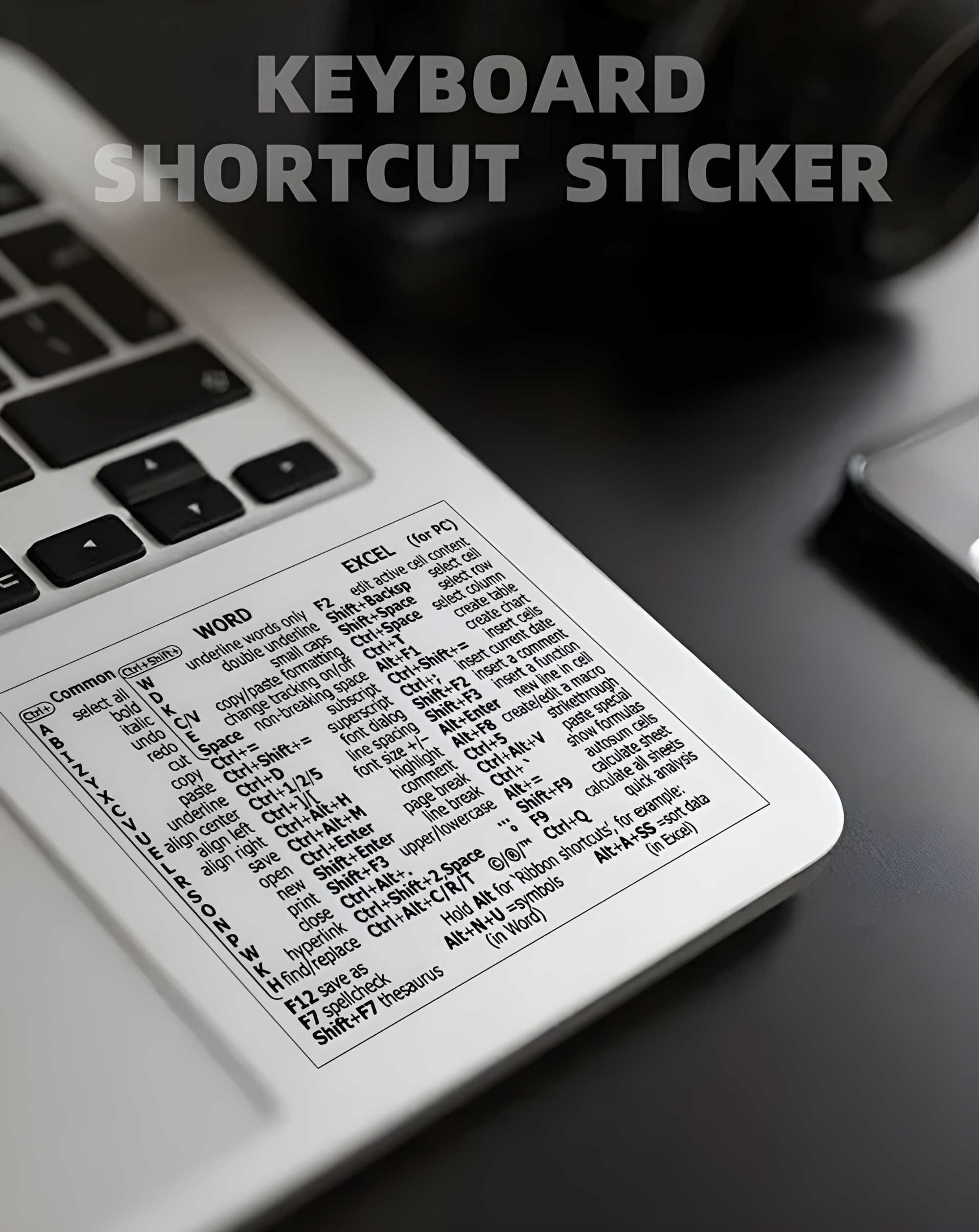 Стикер с бързи клавишни комбинации (keyboard shortcuts sticker)