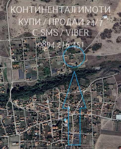 код 63058. Правоъгълно дворно място 770м2 между къщи, до ток и вода
