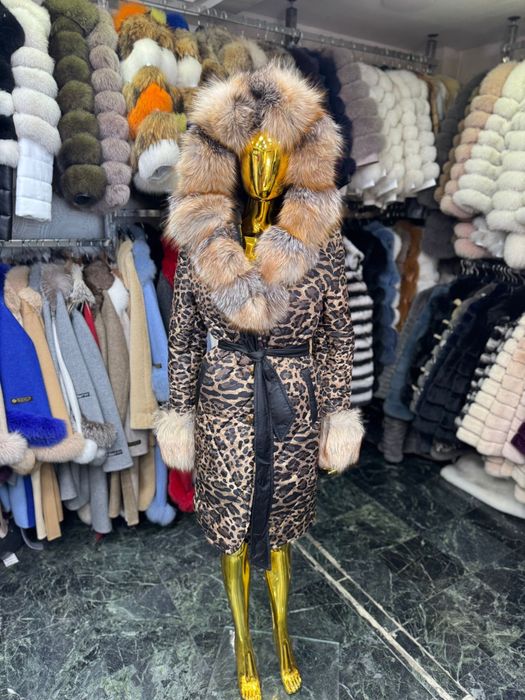 Geaca lunga fas cu blana naturala