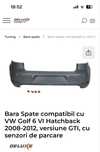 Vând bară spate golf 6 Gti
