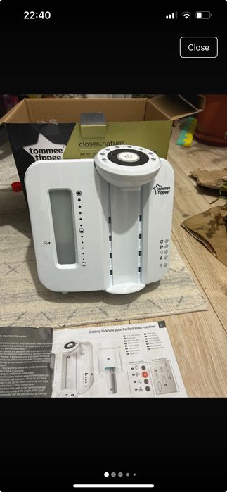 Filtru+Aparat pregatire lapte praf Tommee Tippee Perfect Prep, Alb