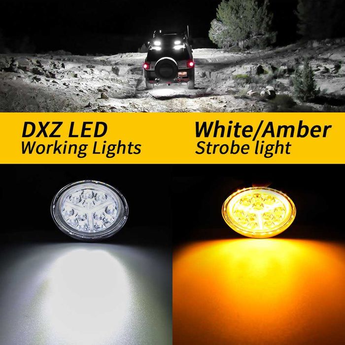 LED работна лампа 12V-24V бяла и жълта светлина 4х4 АТВ Коли