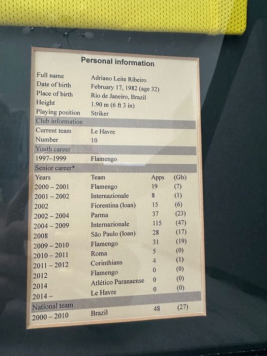 Tricou semnat + rama Adriano Brazilia