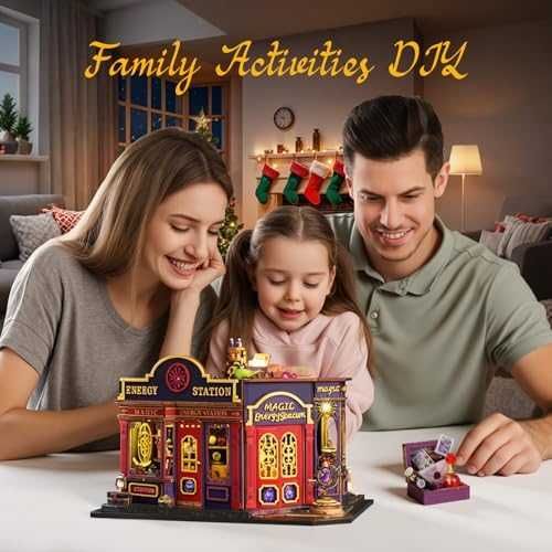 Нова Мини дървена къща с отварящи врати и LED осветление DIY комплект