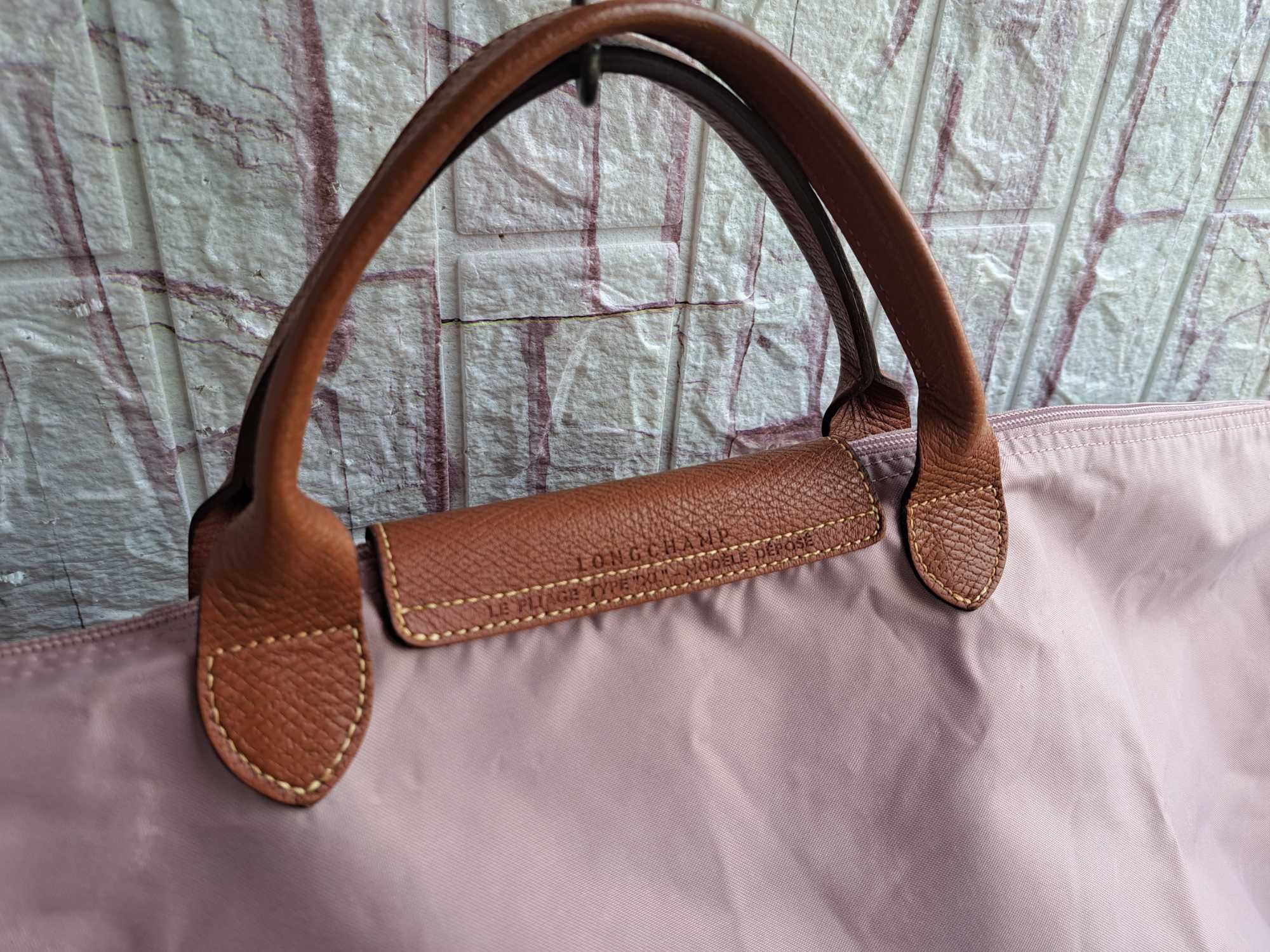 дамска чанта,голяма розова торба Longchamp,пътна чанта