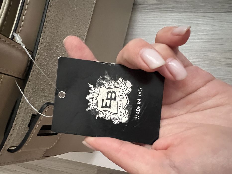 Geanta bej Enzo Bertini piele naturala noua cu eticheta