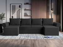 Coltar U Bonito, extensibil, cu lada depozitare, stofa, 330 x 140 x 85